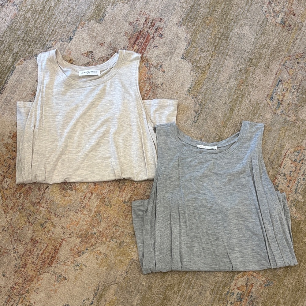 CJLA Sleeveless Tops - Gray and Cream